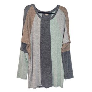 Gigio Plus Gray Stripe Tunic Size 1XL GiGio Colorblock Stripe Knit Tunic